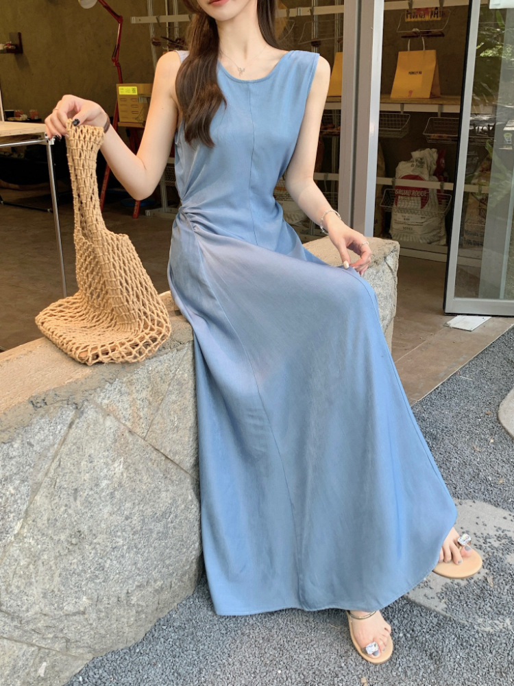 Slim long dress sleeveless sleeveless dress for women