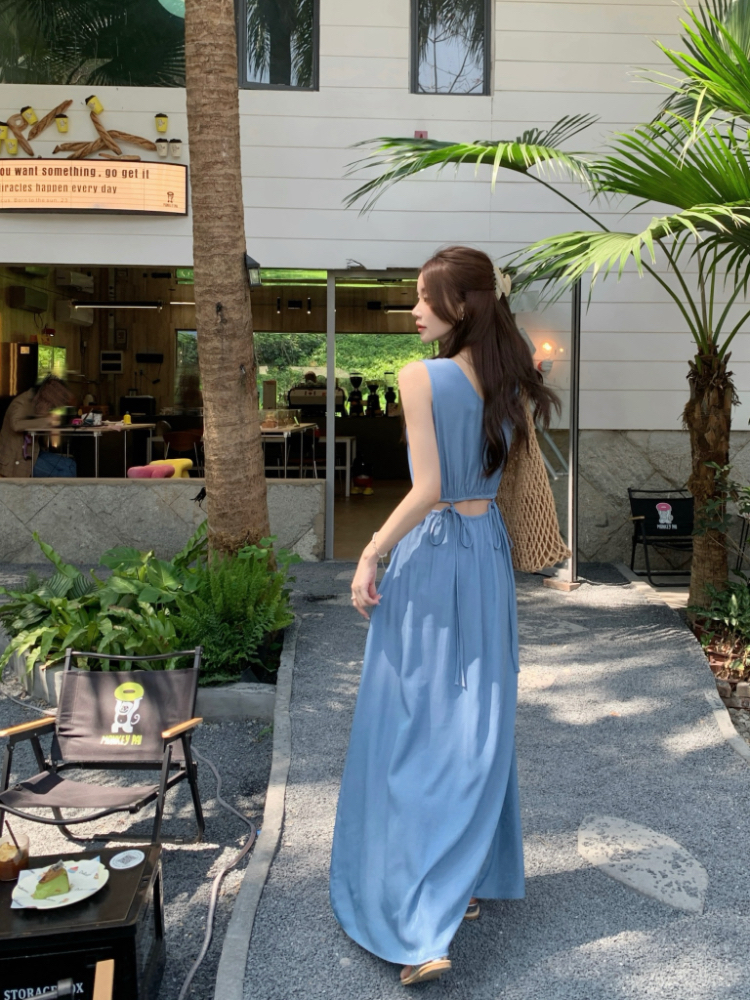 Slim long dress sleeveless sleeveless dress for women