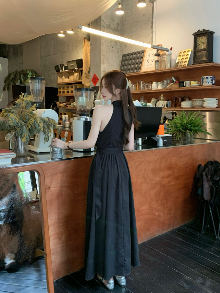 France style pullover dress long green vest