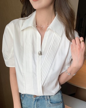 All-match summer small shirt V-neck shirt for women