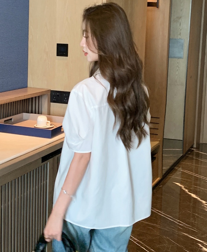 All-match summer small shirt V-neck shirt for women