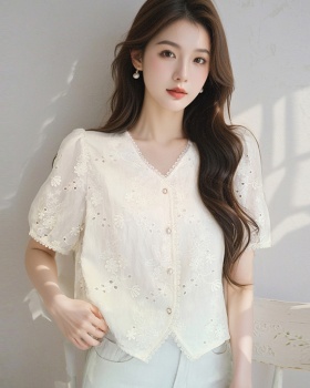 Korean style V-neck tops summer shirt for women