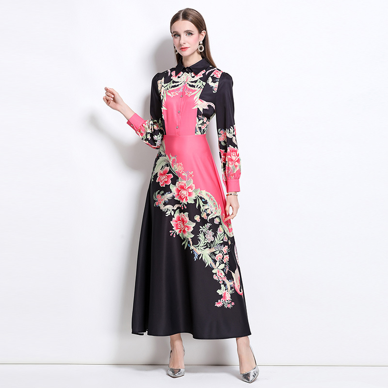 Printing with belt European style dress