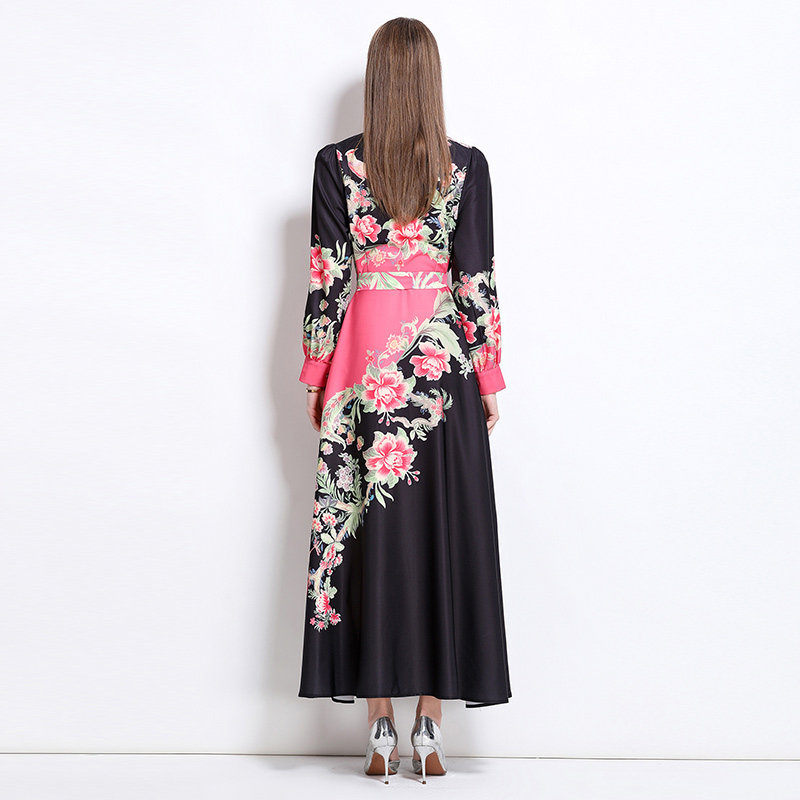 Printing with belt European style dress