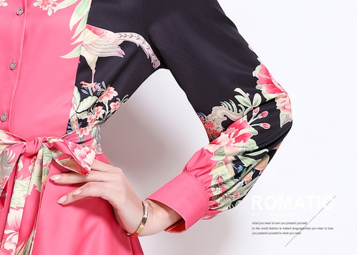 Printing with belt European style dress