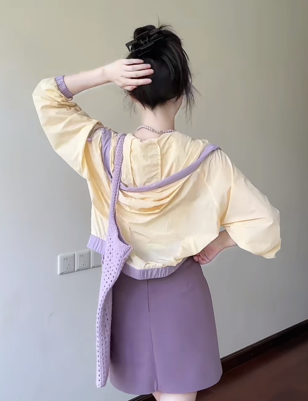 Mixed colors raglan sleeve sun shirt hooded coat