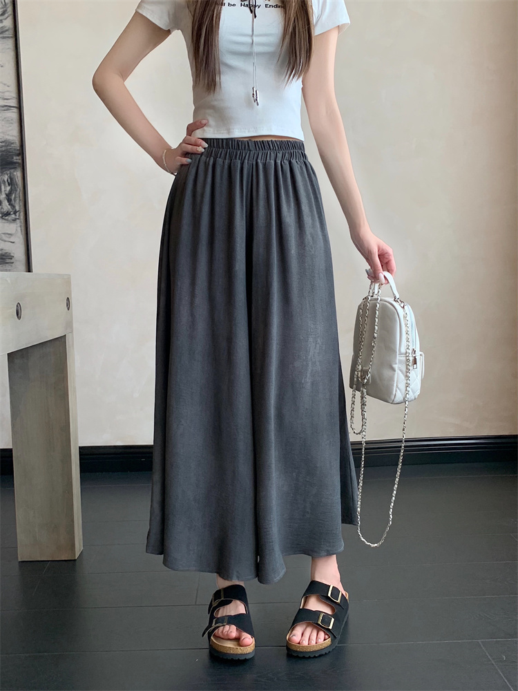 A-line ice silk skirt high waist culottes for women