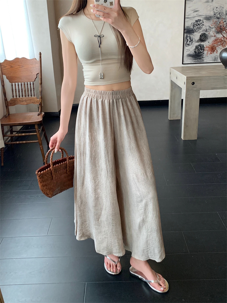 A-line ice silk skirt high waist culottes for women