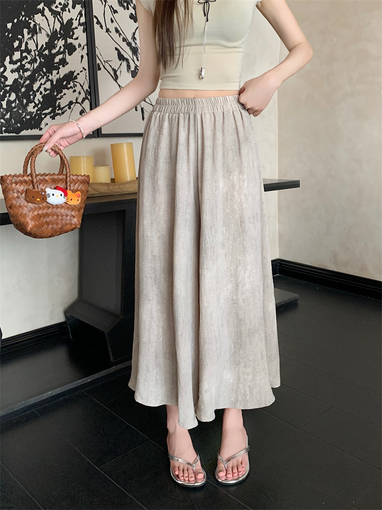 A-line ice silk skirt high waist culottes for women