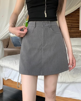 Gray simple skirt high waist business suit for women