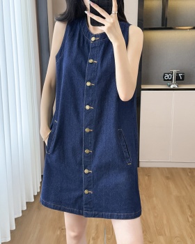 Denim retro vest fashion sleeveless dress for women