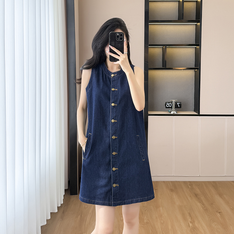 Denim retro vest fashion sleeveless dress for women