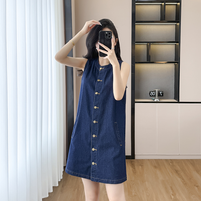 Denim retro vest fashion sleeveless dress for women