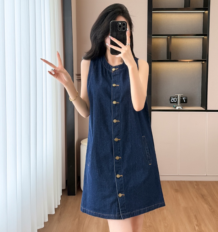 Denim retro vest fashion sleeveless dress for women