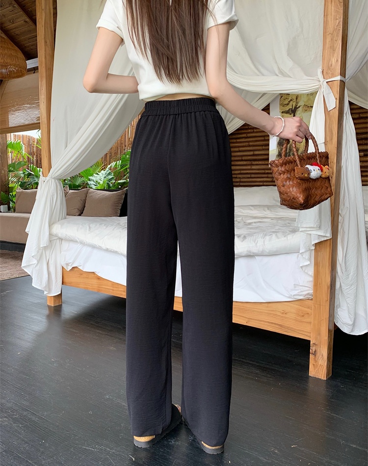Drape thin summer ice silk wide leg pants for women