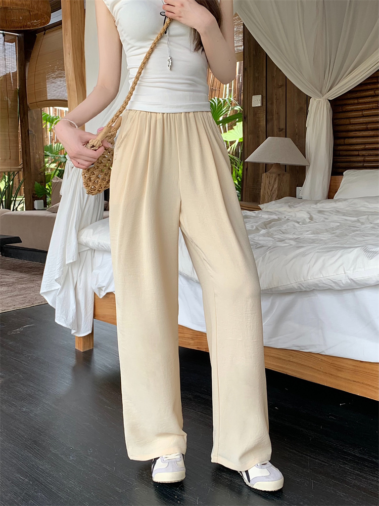 Drape thin summer ice silk wide leg pants for women