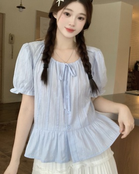 Blue tops France style shirt for women