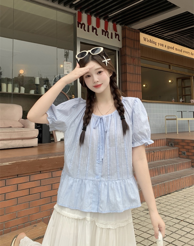 Blue tops France style shirt for women