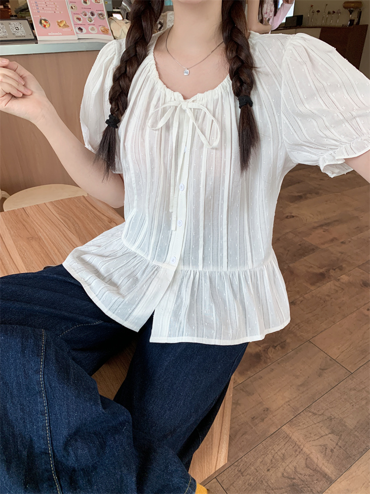 Blue tops France style shirt for women
