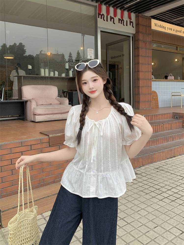 Blue tops France style shirt for women