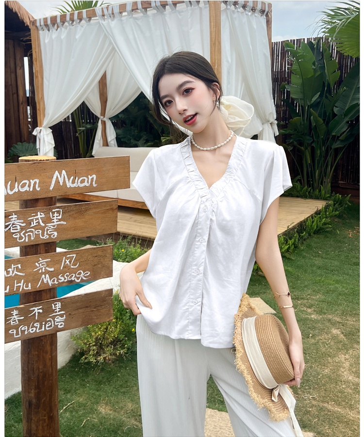 Korean style tops boats sleeve small shirt for women
