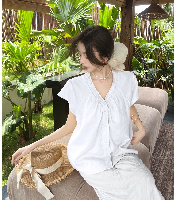 Korean style tops boats sleeve small shirt for women