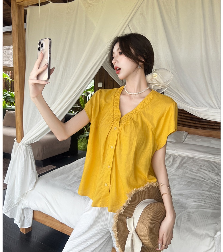 Korean style tops boats sleeve small shirt for women