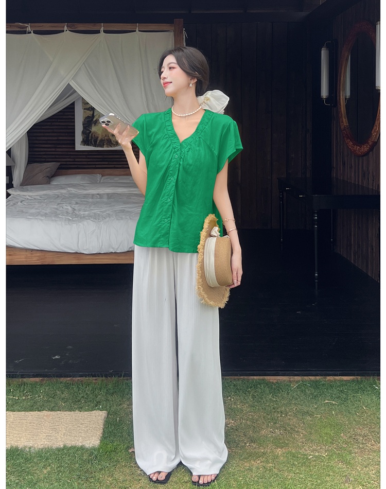 Korean style tops boats sleeve small shirt for women