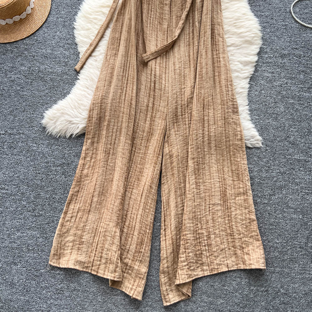 Casual slim wide leg pants sling jumpsuit for women