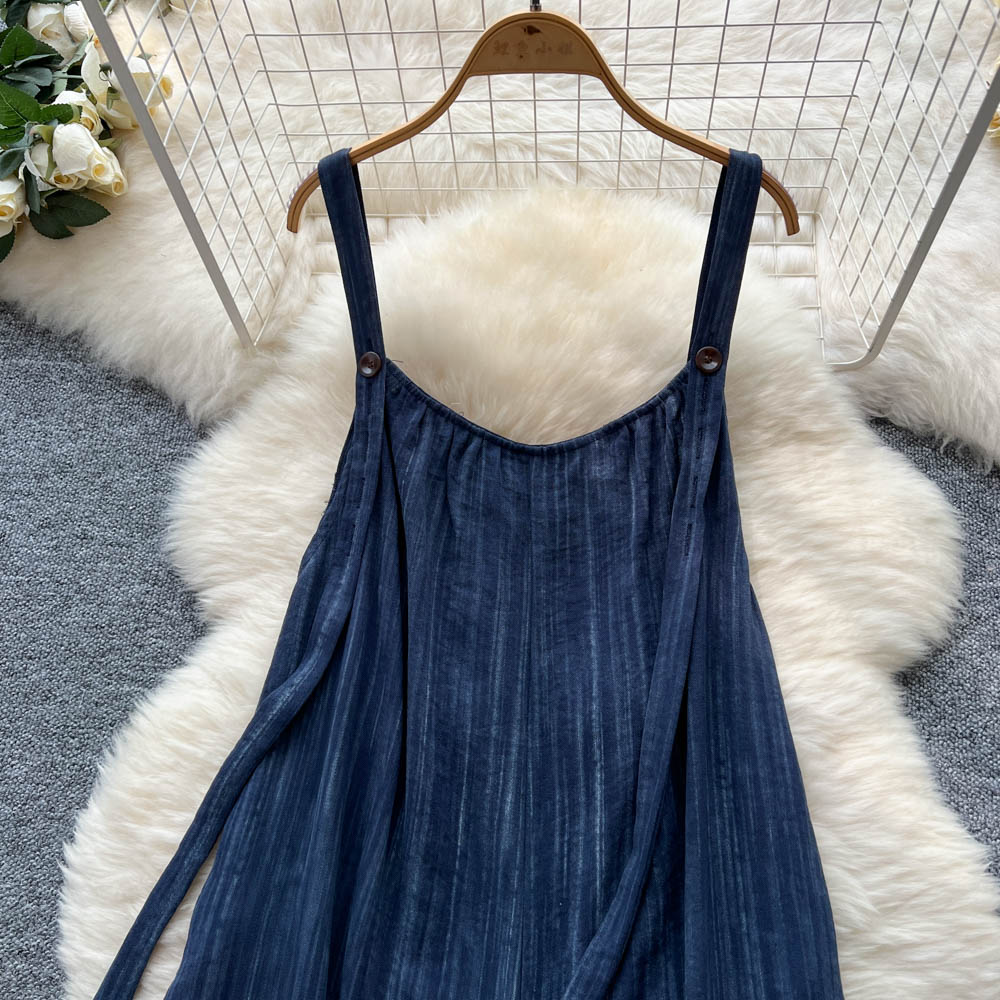 Casual slim wide leg pants sling jumpsuit for women