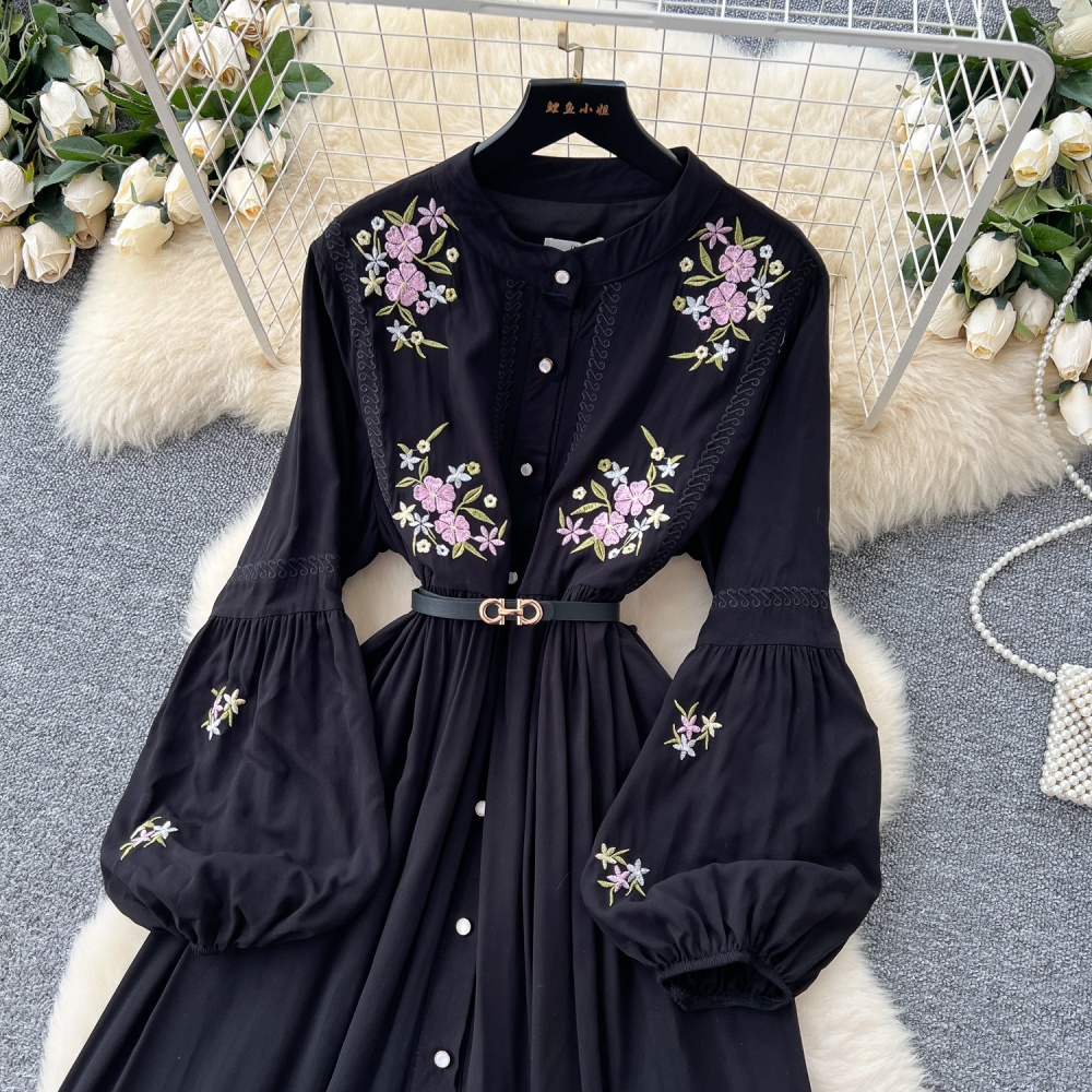 Retro light luxury dress embroidery long dress for women