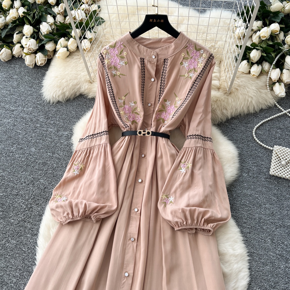 Retro light luxury dress embroidery long dress for women
