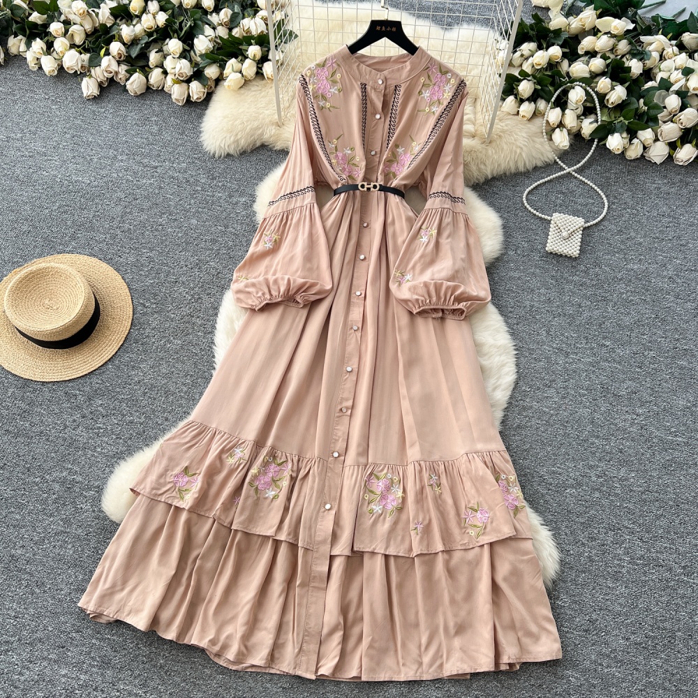 Retro light luxury dress embroidery long dress for women