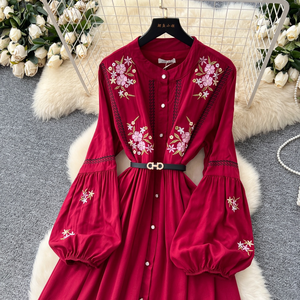 Retro light luxury dress embroidery long dress for women