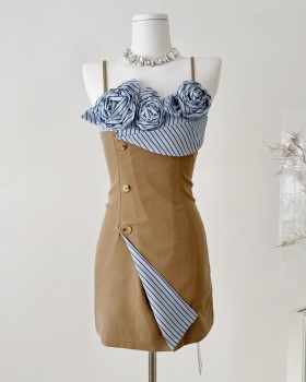 Temperament sling shirt package hip retro T-back for women