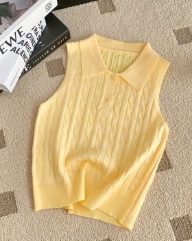 Niche France style tops knitted slim vest for women