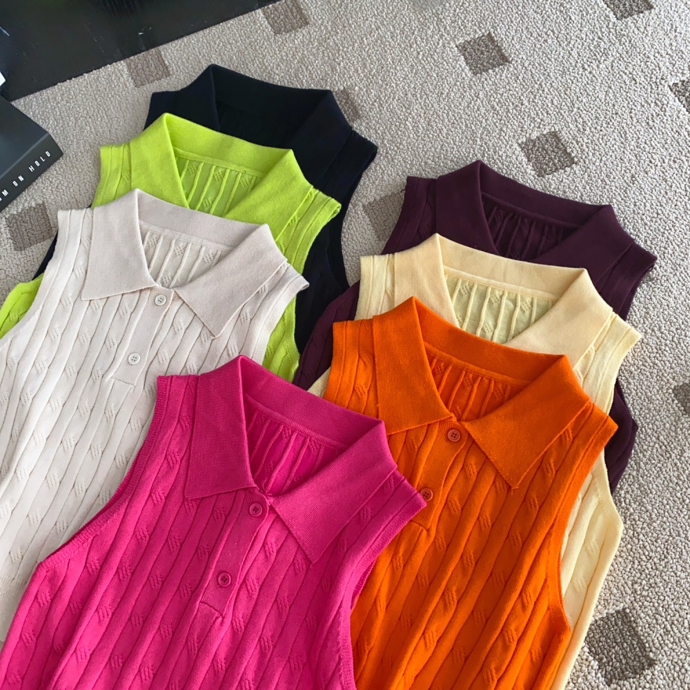 Niche France style tops knitted slim vest for women