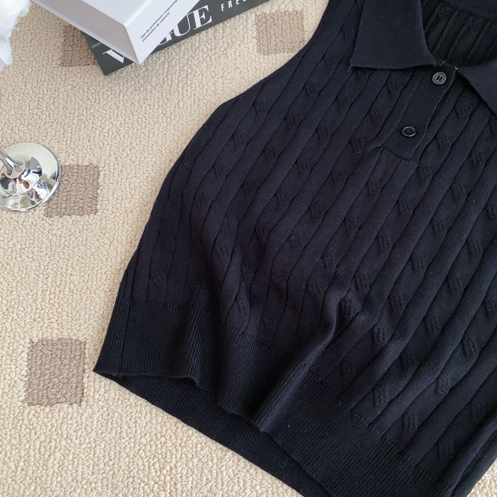 Niche France style tops knitted slim vest for women