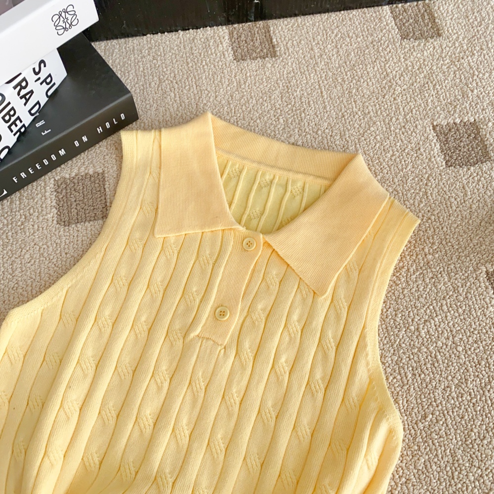 Niche France style tops knitted slim vest for women