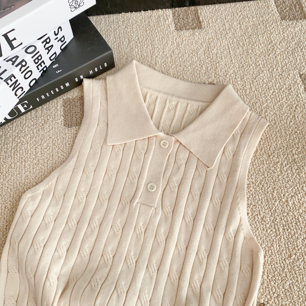 Niche France style tops knitted slim vest for women