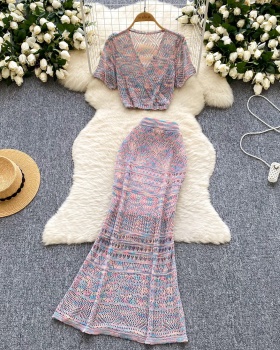 Sweet mermaid skirt summer rainbow tops a set for women