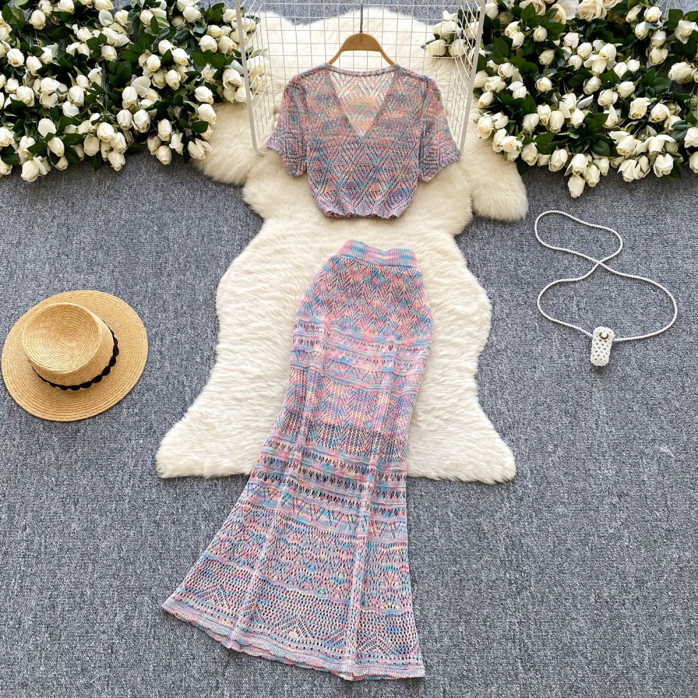 Sweet mermaid skirt summer rainbow tops a set for women