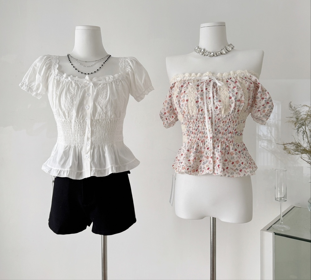 Square collar tops wears outside chiffon shirt for women