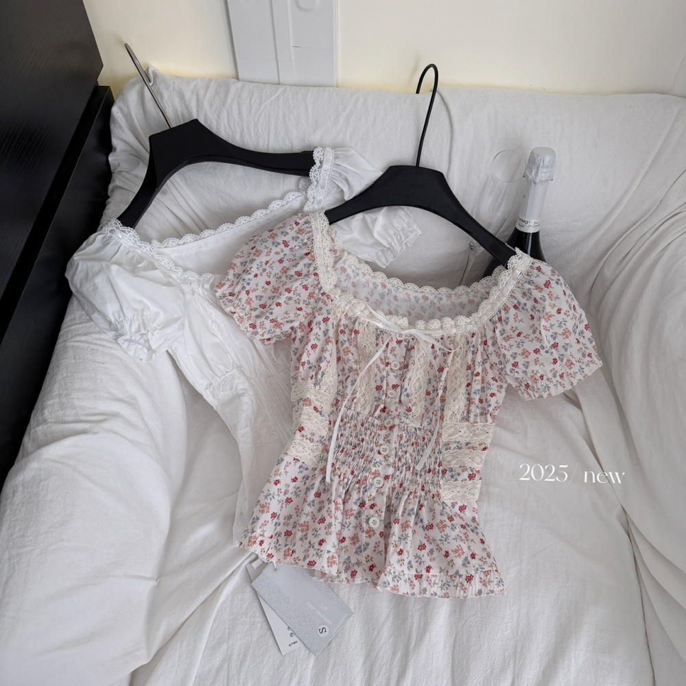 Square collar tops wears outside chiffon shirt for women
