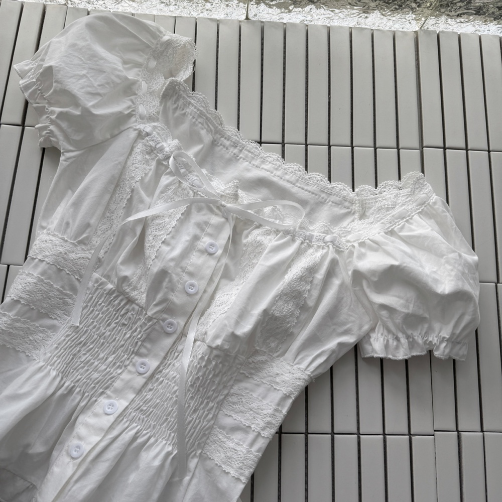 Square collar tops wears outside chiffon shirt for women