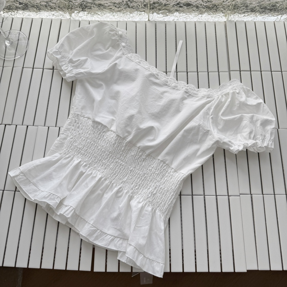 Square collar tops wears outside chiffon shirt for women