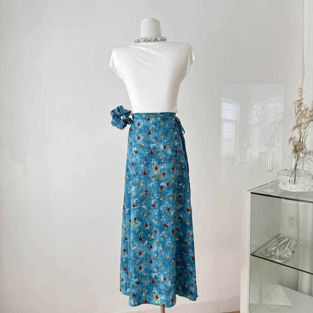 Floral white T-shirt A-line tops 2pcs set for women