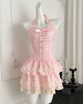 Enticement plaid dress France style T-back for women
