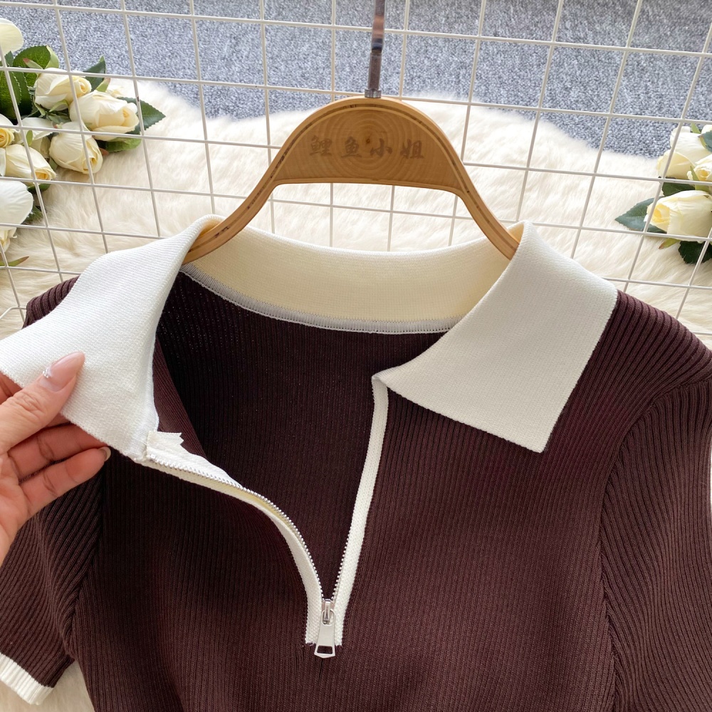 Summer retro niche knitted package hip short sleeve dress
