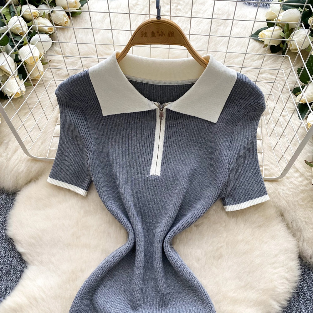 Summer retro niche knitted package hip short sleeve dress